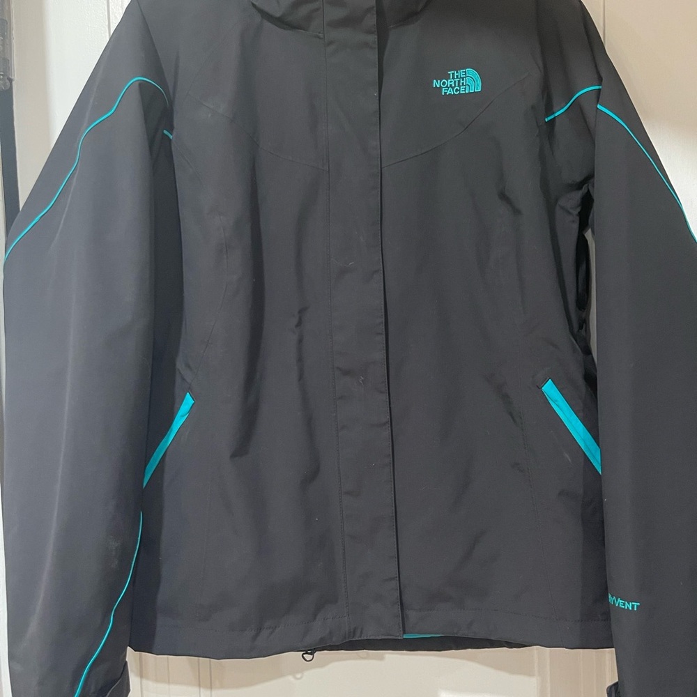The North Face Women's Black and Teal Two in One Ski Jacket